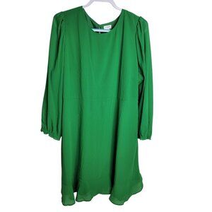J Crew Factory Kelly Green Plus Size Mini Dress Flounce Hem Side Zip BY478 Sz 20